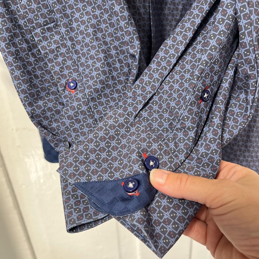 Maceoo Einstein Maze Gingham Blue Button Down Per… - image 5